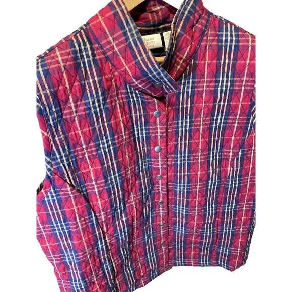 Baxter and Wells Red Plaid Quilted Buttoned Sleeveless Vest Sz 2X - Picture 4 of 6
